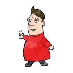 cartoon nervous man with tickets N9
