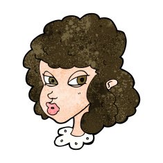 cartoon suspicious woman N16