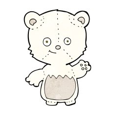 cartoon little polar bear waving N3