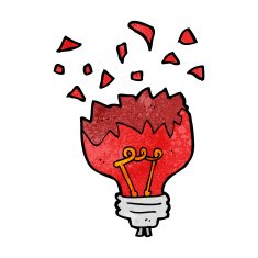 cartoon red light bulb exploding N7