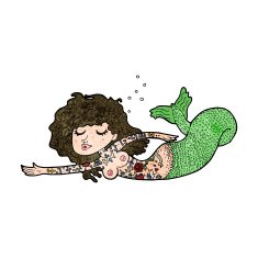 cartoon mermaid with tattoos N7