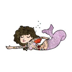 cartoon mermaid with tattoos N8