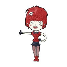 cartoon vampire girl giving thumbs up sign N17