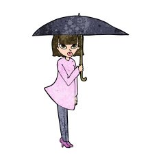 cartoon woman with umbrella N10