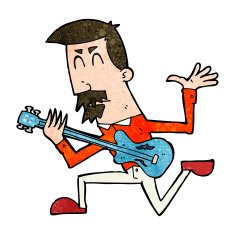 cartoon man playing electric guitar N16