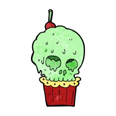 cartoon spooky skull cupcake N9