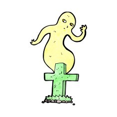 cartoon ghost rising from grave N28