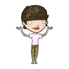 cartoon woman holding arms in air N9