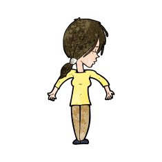 cartoon woman shrugging shoulders N390
