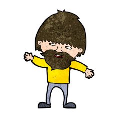 cartoon happy bearded man waving N8