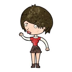 cartoon waving woman N110