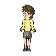 cartoon woman shrugging shoulders N391