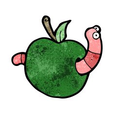 cartooon worm in apple N6