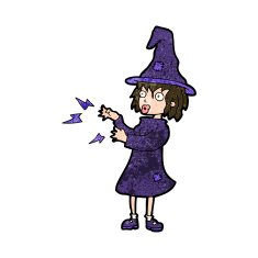Cartoon Witch Casting Spell N18