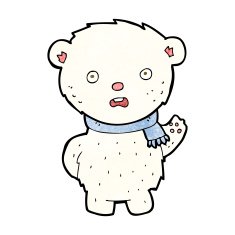cartoon polar bear wearing scarf N4
