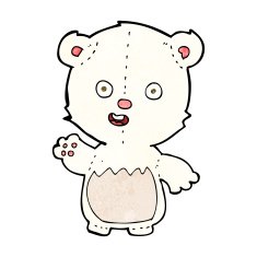 cartoon waving polar bear cub N17