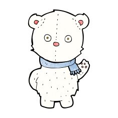 cartoon waving polar bear cub N18