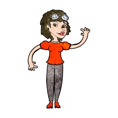 cartoon pilot woman waving N8