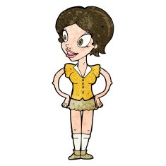 cartoon happy woman in short skirt N8