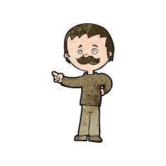 cartoon man with mustache pointing N24