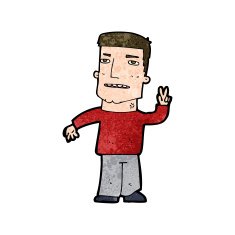 Cartoon Man Giving Peace Sign N48