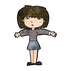 cartoon woman shrugging shoulders N397