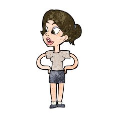 cartoon woman with hands on hips N178