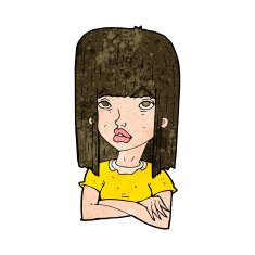 cartoon girl with folded arms N8