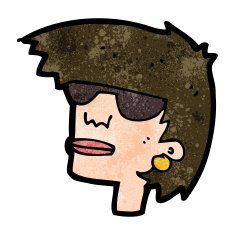 cartoon female face with glasses N8