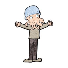 cartoon alien squid face man N8