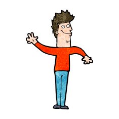 cartoon happy waving man N9