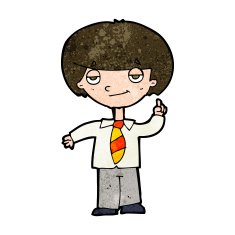 cartoon school boy answering question N40