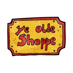 cartoon old fake shop sign N7