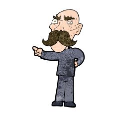 cartoon annoyed old man pointing N8