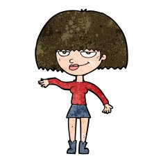 cartoon smug woman making dismissive gesture N8