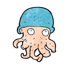cartoon alien head wearing hat N8