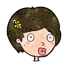 cartoon surprised female face N53