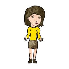 cartoon woman shrugging shoulders N400
