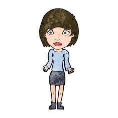 cartoon woman shrugging shoulders N401