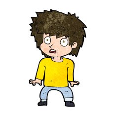 cartoon frightened boy N15