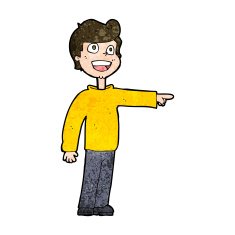 cartoon man pointing and laughing N31