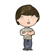 cartoon happy man with folded arm N8