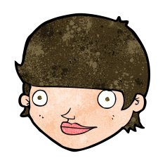 cartoon happy female face N150