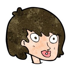 cartoon happy female face N151