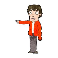 cartoon terrified man pointing N8