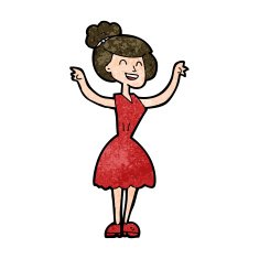 cartoon woman with raised arms N8
