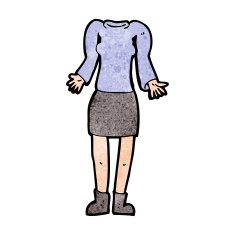 cartoon female body with shrugging shoulders (mix and match cart N8
