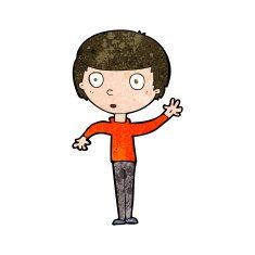 cartoon waving boy N16