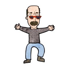 cartoon old man waving arms N8