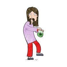 cartoon hippie man with bag of weed N8